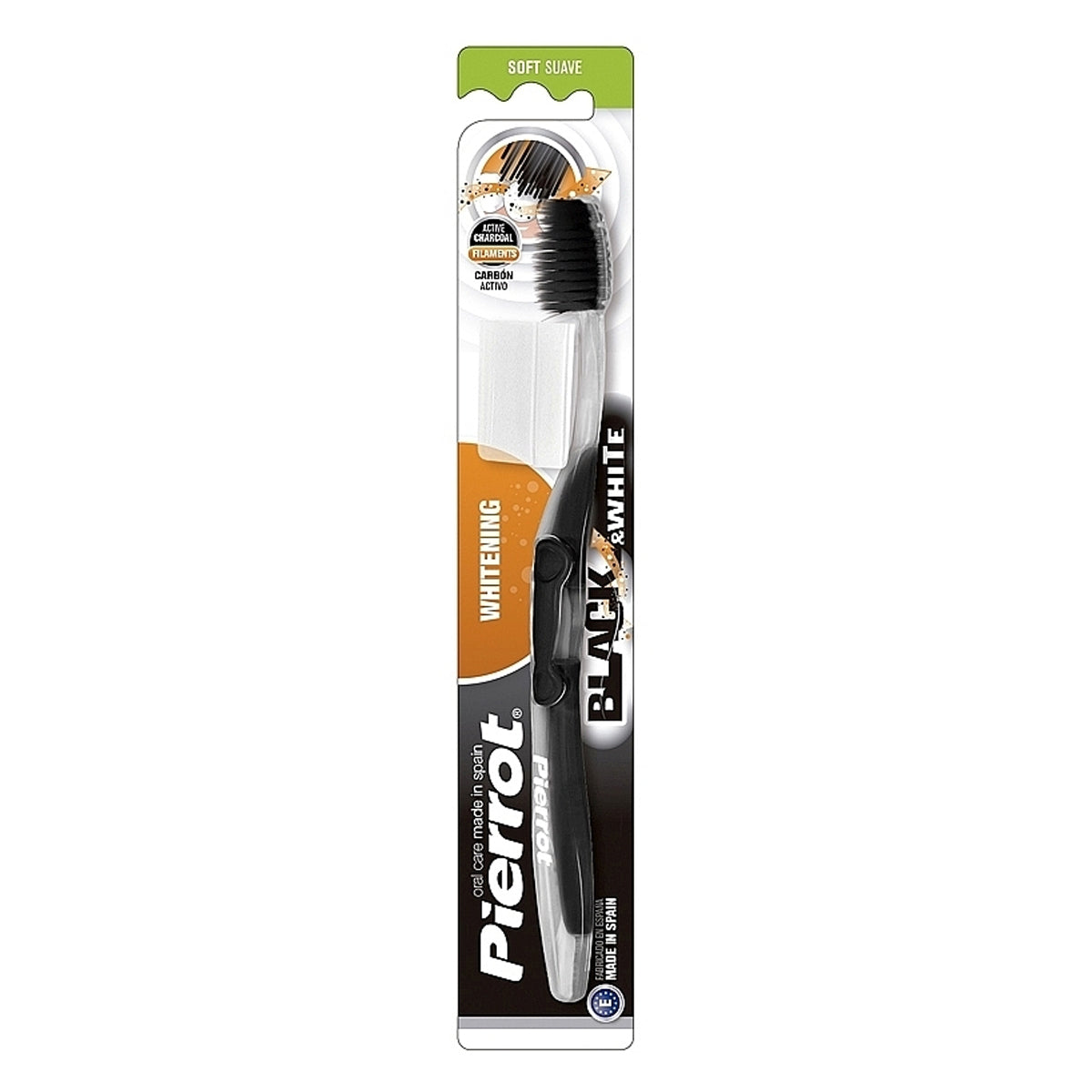 Pierrot Soft Whitening Activate Charcoal Black & White Toothbrush
